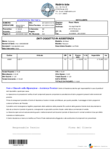 modello riparazione assistenza tecnica