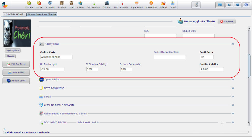 fidelity card clienti