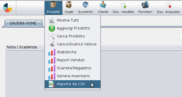 Importare Prodotti in Gaveira da CSV