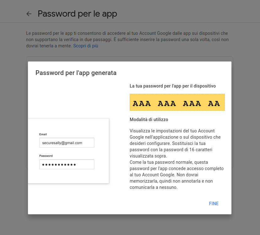 Password generata da gmail per inviare email da gaveira software gestionale magazzino e fatture elettroniche