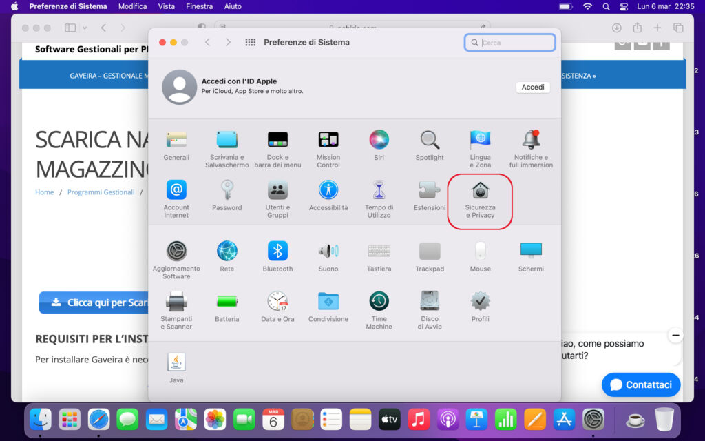 03 Nabirio Gaveira Software Gestionale Magazzino e Fatturazione Installazione su mac Sicurezza e Privacy