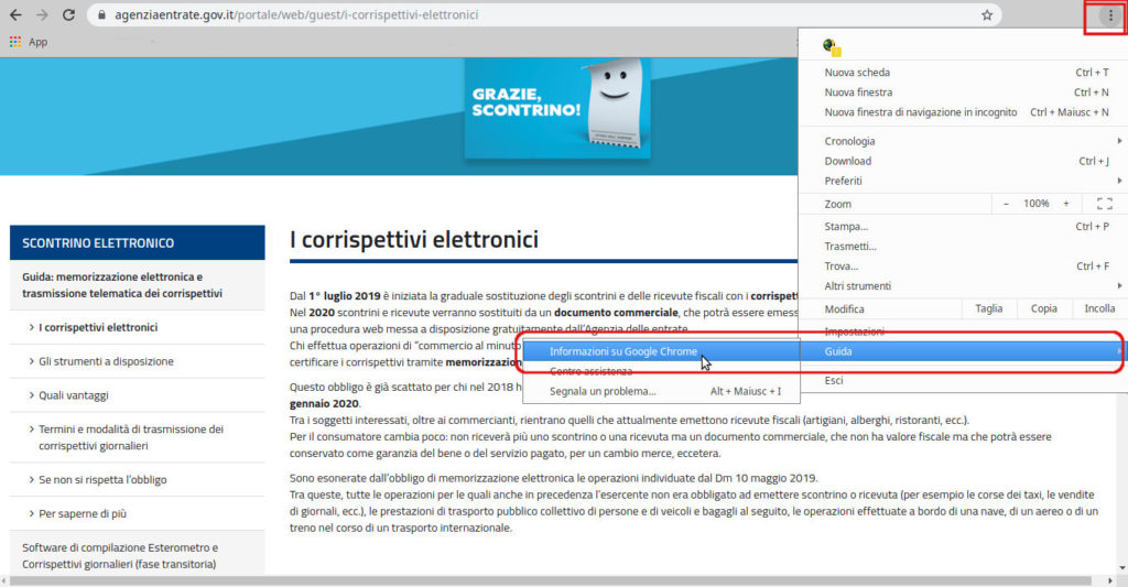 scontrino elettronico senza registratore telematico google chrome installazione