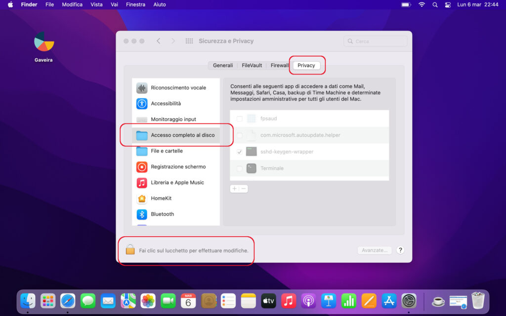 03 Gaveira sbloccare permessi su mac software gestionale magazzino fatture
