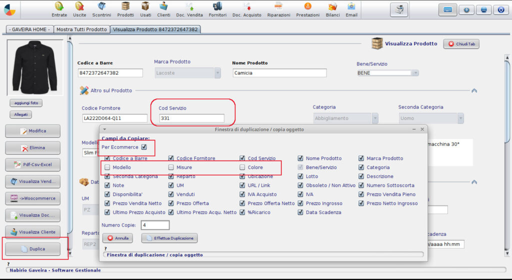 Duplicazione Prodotti Gaveira per Variazioni Woocommerce
