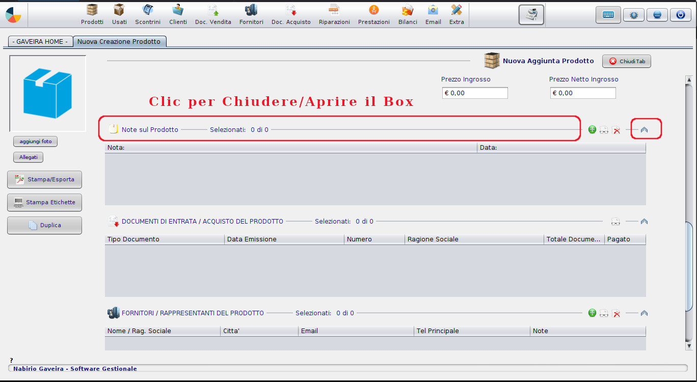 Aprire chiudere box schede nabirio gaveira software gestionale magazzino e fatturazione